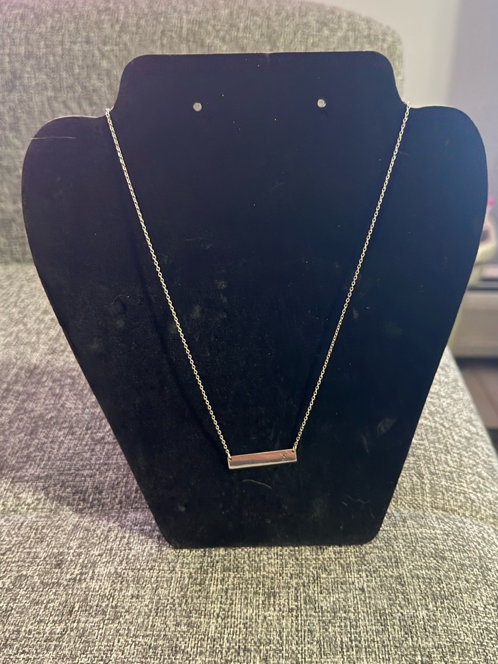 Delicate 925 Sterling Silver Bar Necklace with Initial S- Women's Jewelry